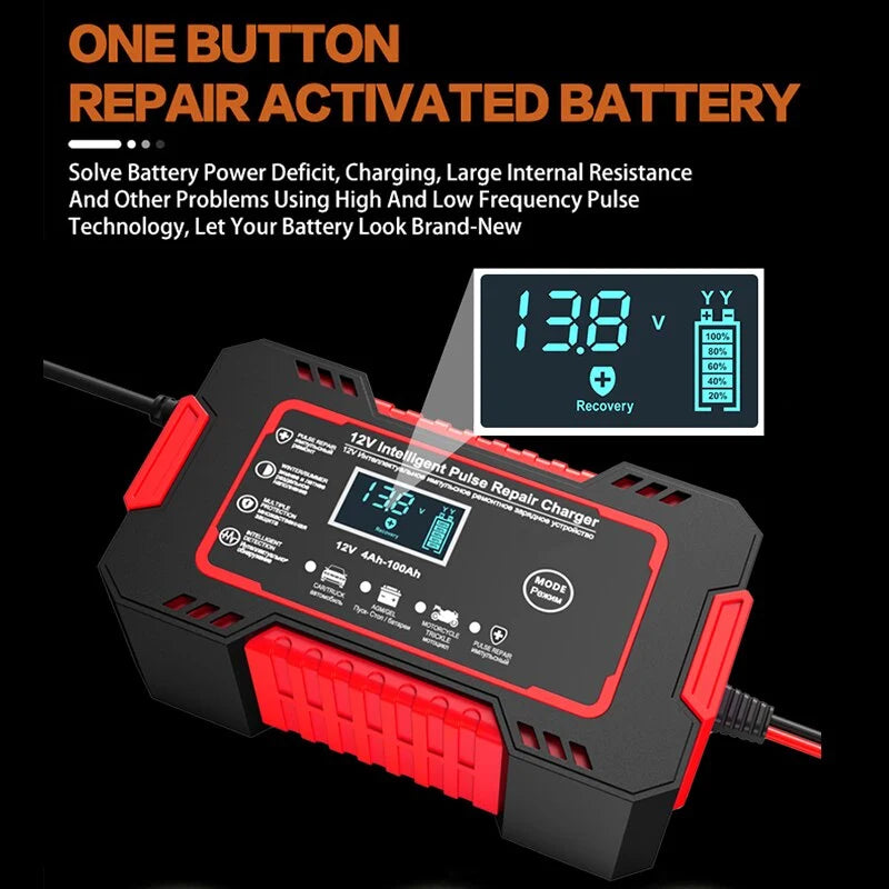 12V Battery Charger 6A Pulse Repair LCD Display