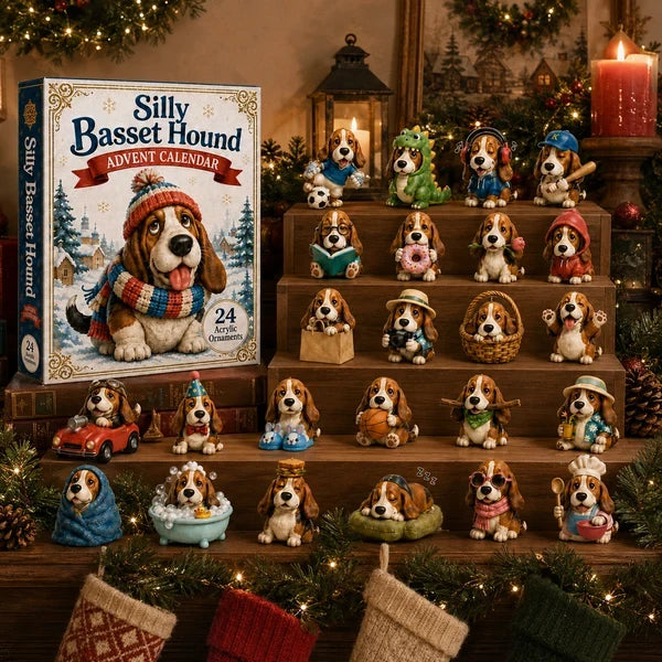 Advent Calendar Basset Hound 24 Acrylic Ornaments