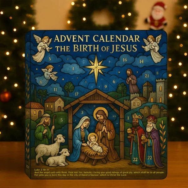 Advent Calendar Nativity Scene 24-Day Countdown with 24 Compartments