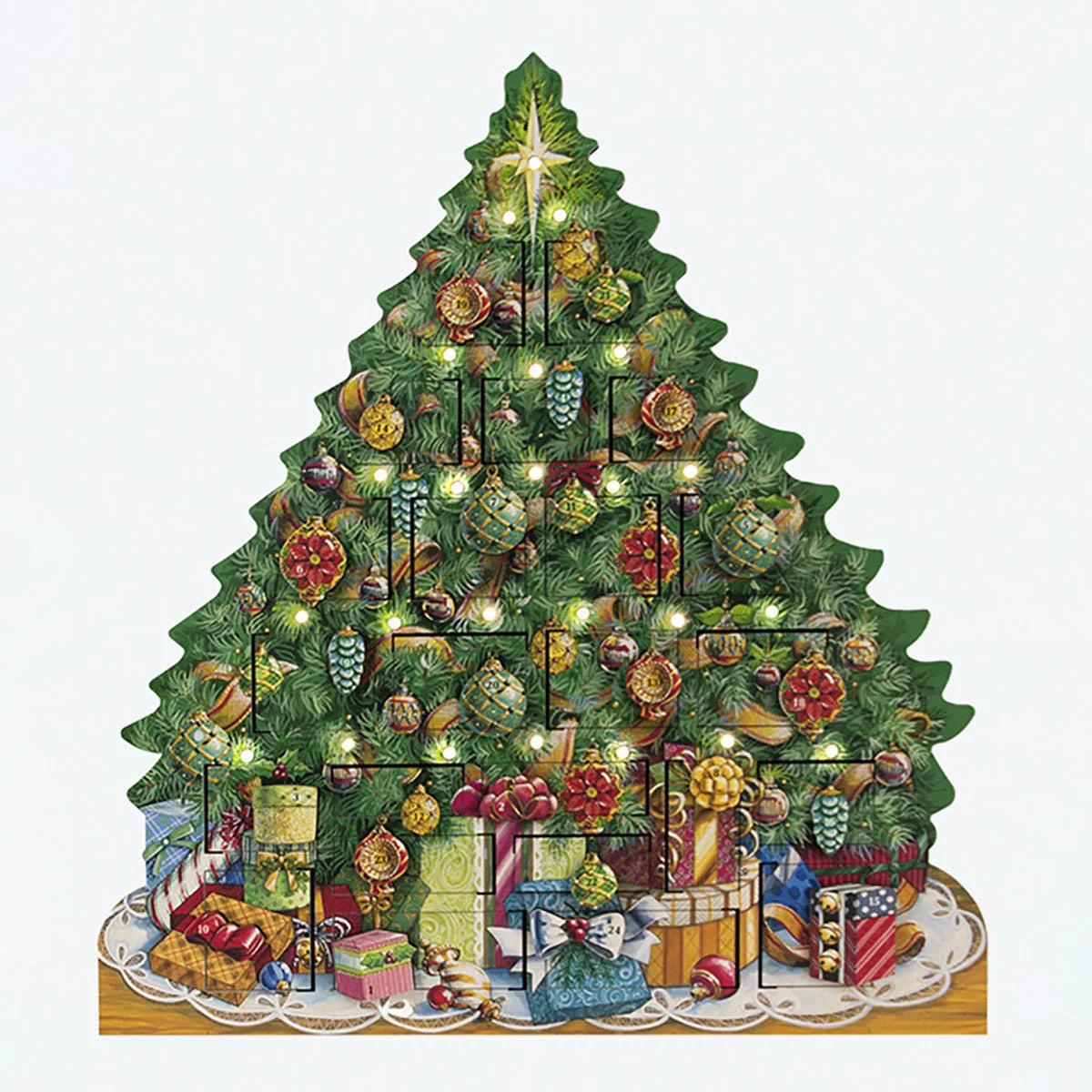 Advent Calendar Wooden Light-Up Musical 24 Doors