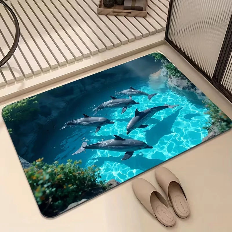 Area Rug 3D Well Illusion Machine Washable Non-Slip Backing