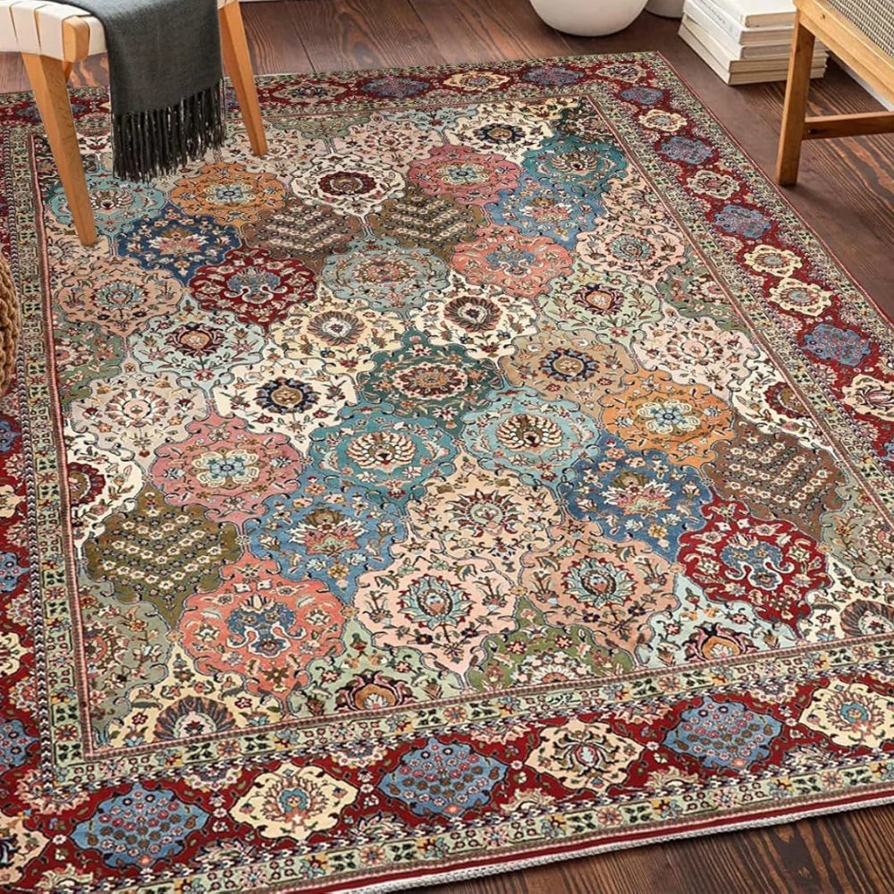 Area Rug Southwestern Tribal Pattern Machine Washable Non-Slip Backing