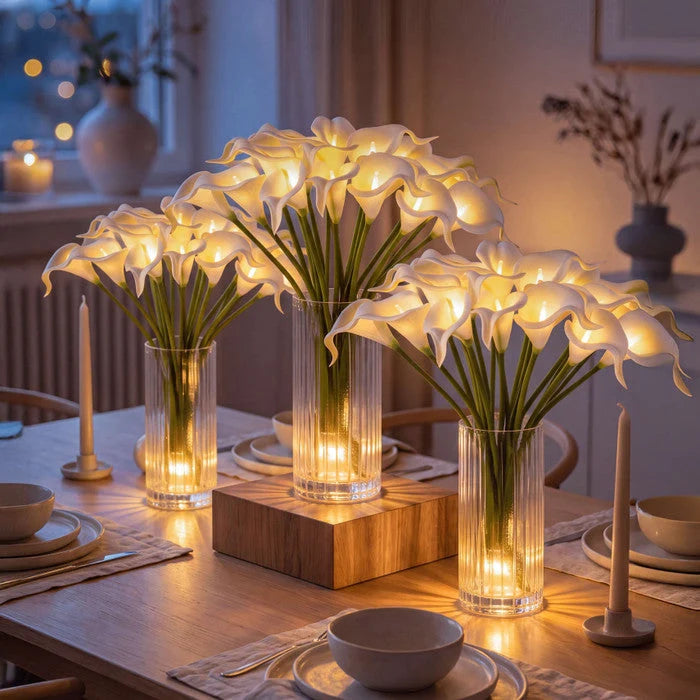 Artificial Calla Lily Bouquet LED Light-Up 10 Blooms