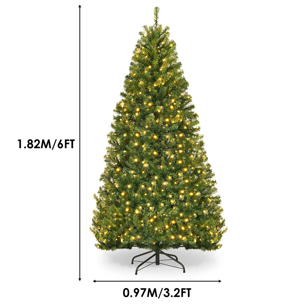 Artificial Christmas Tree Pre-Lit Warm White & Multicolor LEDs 6 Ft