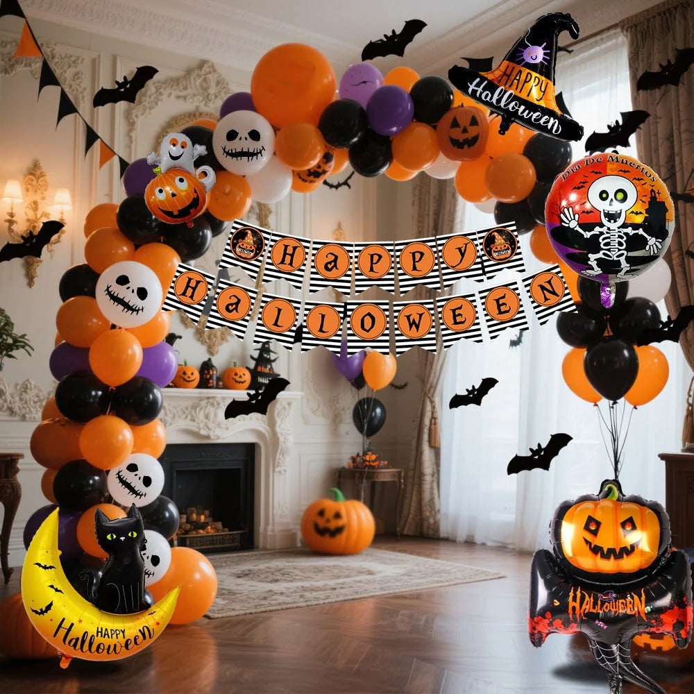 Balloon Arch Kit Halloween Foil Balloons & Banner Reusable