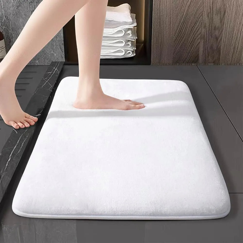 Bath Mat Absorbent Cushioned Non-Slip Velvet Suede