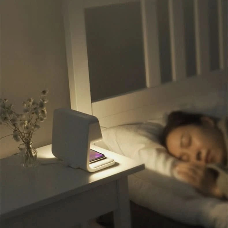 Bedside Lamp Dimmable LED Wireless Charger LCD Alarm Clock