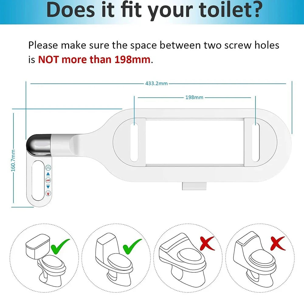 Bidet Attachment Dual Nozzle Adjustable Water Pressure