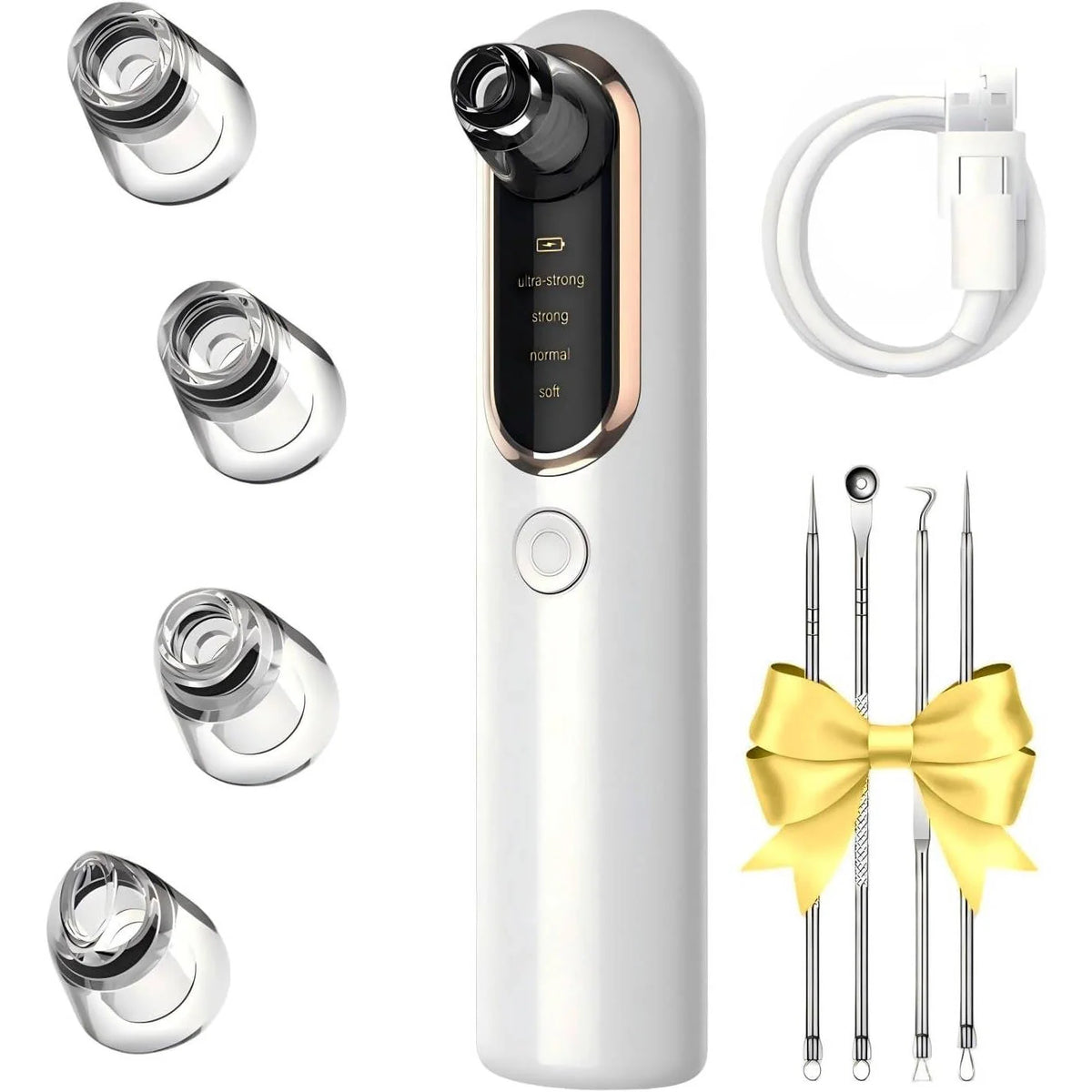 Blackhead Remover Adjustable Suction LCD Display 5 Interchangeable Heads