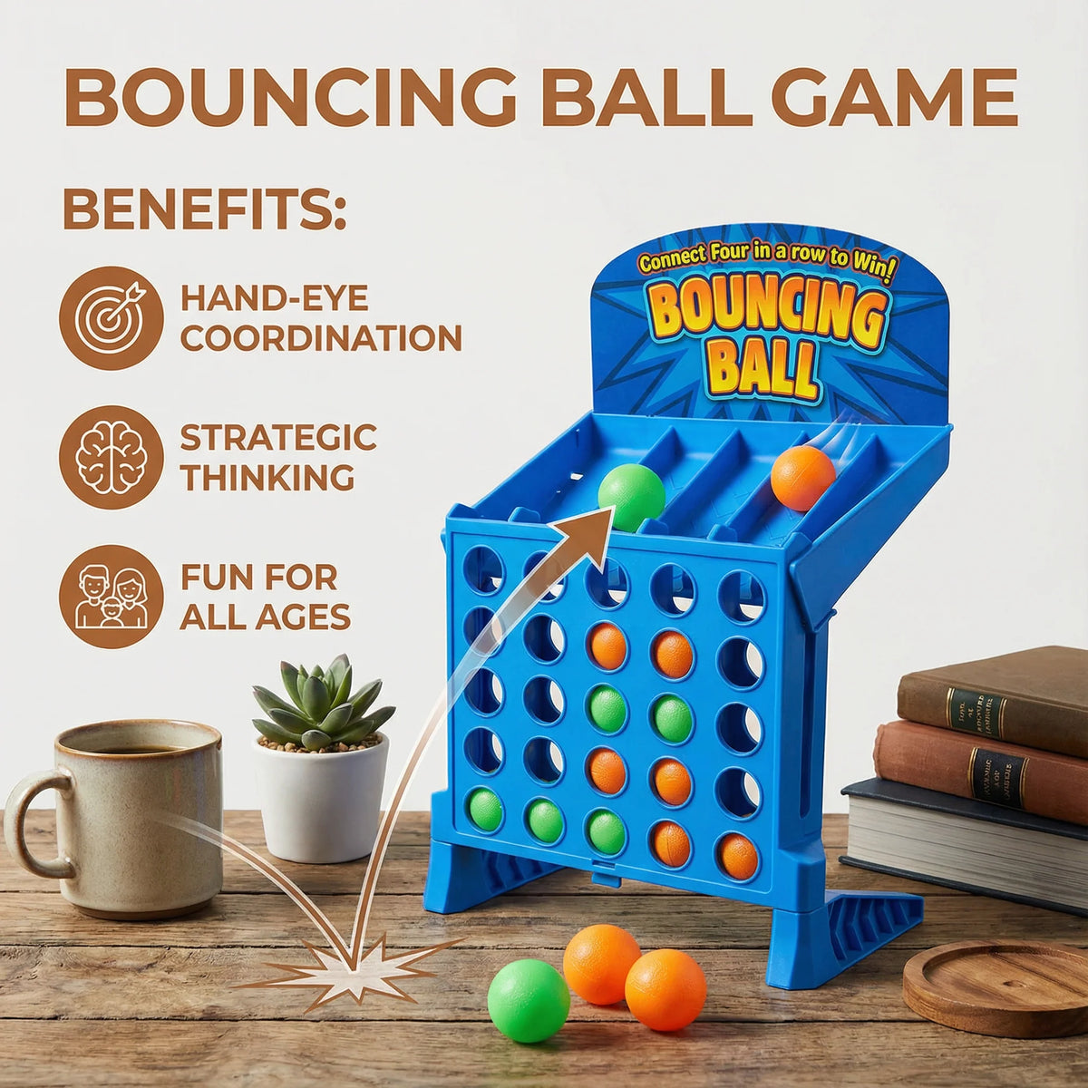 Bouncing Ball Grid Game Two-Player Foldable Carrying Case