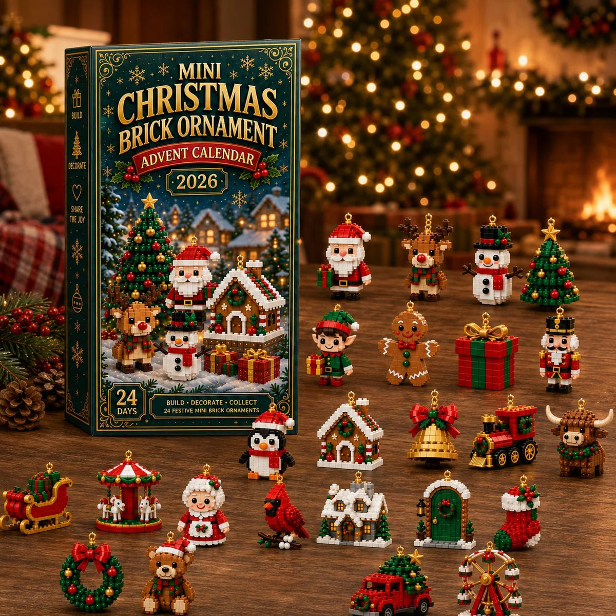 Building Block Advent Calendar 24 Mini Builds Hanging Ornaments