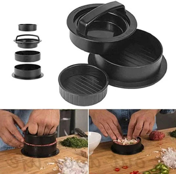 Burger Patty Press Adjustable Thickness Removable Mold