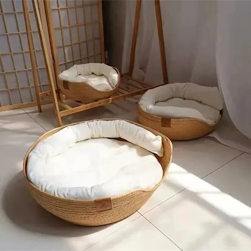 Cat Bed Bamboo Frame Removable Washable Cover