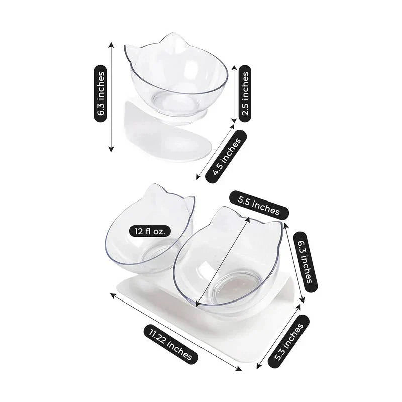 Cat Bowl Elevated Angled Design Non-Slip Base Separable Bowls