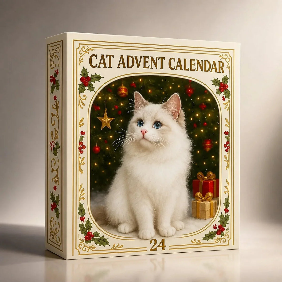 Cat Figurine Advent Calendar 24-Day Reusable Plastic Christmas Decor