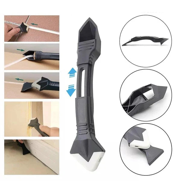 Caulk Removal Tool Stainless Steel Scraper Adjustable Rubber Blade