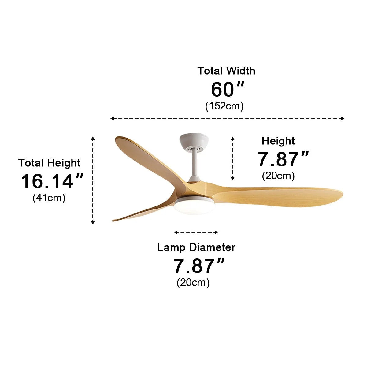 Ceiling Fan Integrated LED Reversible Airflow Quiet DC Motor