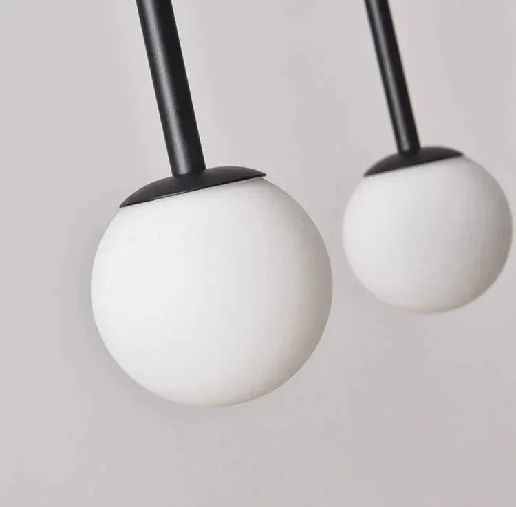Chandelier Curved Metal Frame Frosted Glass Globes