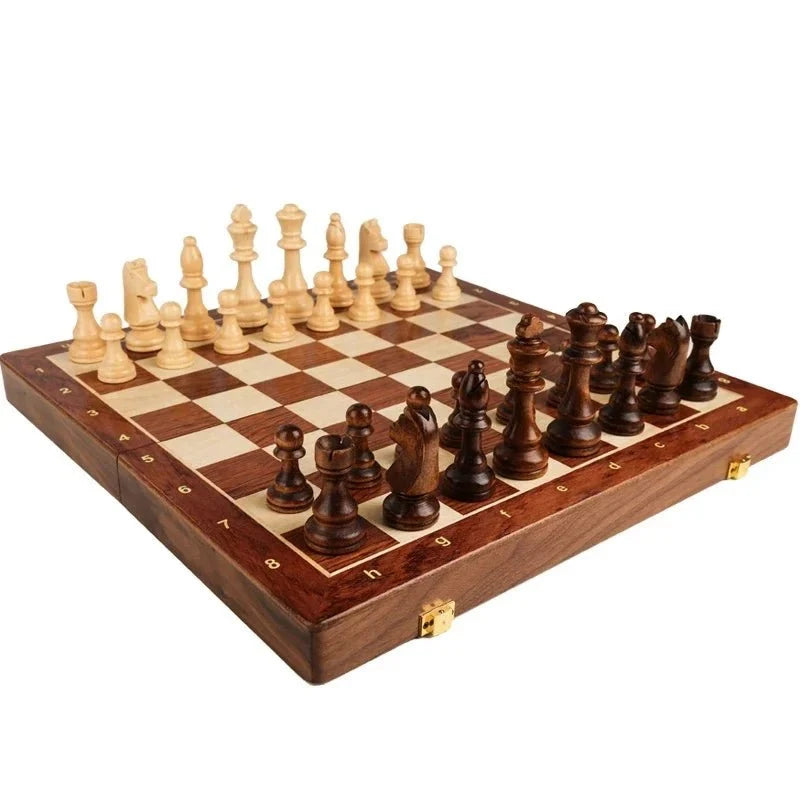 Chess Set Solid Wood Folding Board Built-In Storage