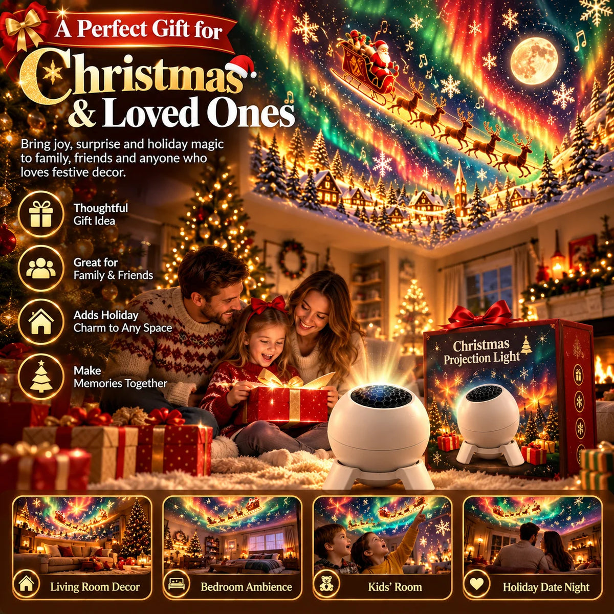 Christmas Projector Light Festive Indoor Projections Compact Tabletop Design