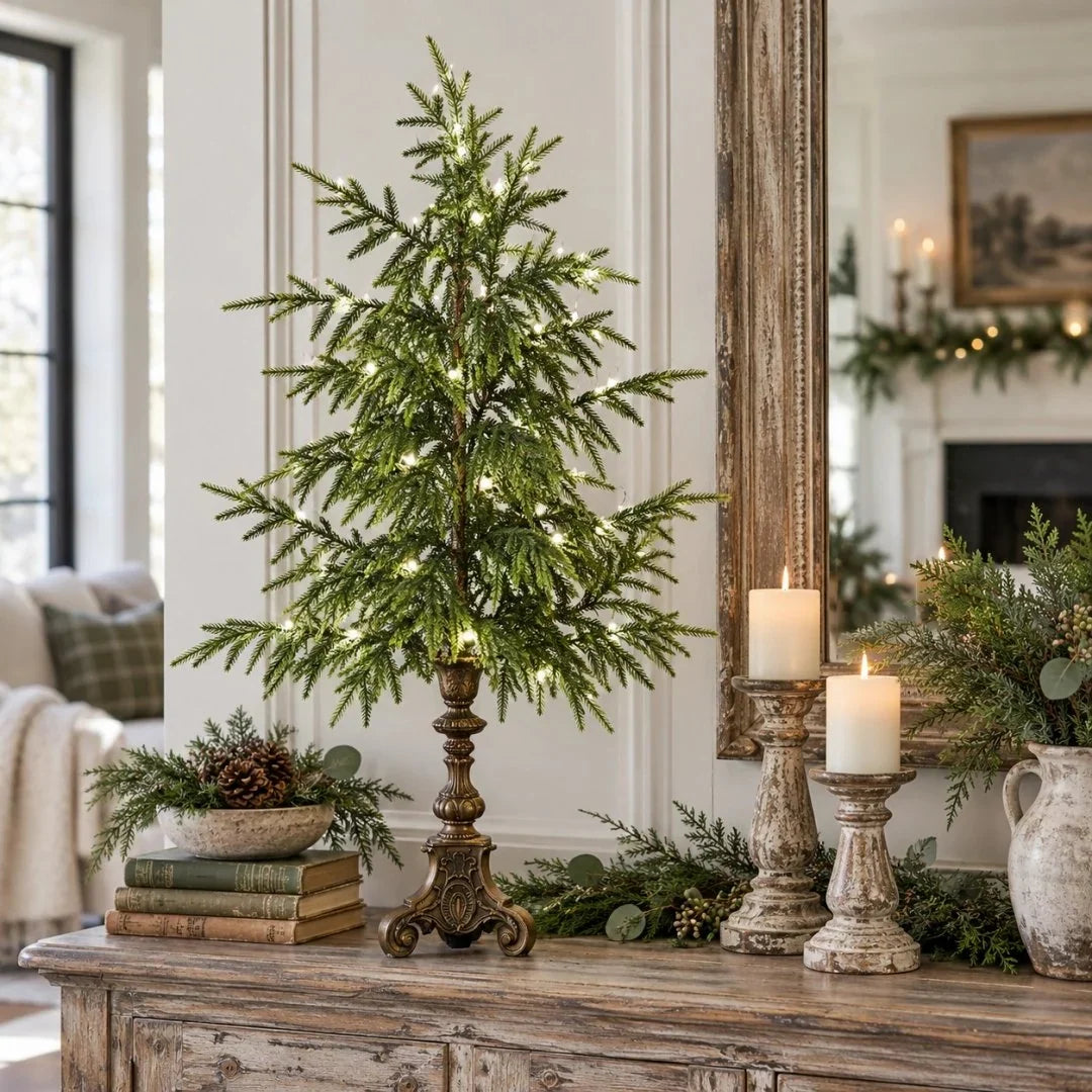 Christmas Tree Norfolk Pine Battery-Powered Warm White LED Lights