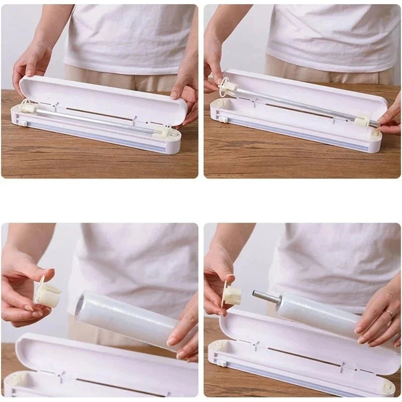Cling Film Dispenser Integrated Cutter Reusable Compact Design