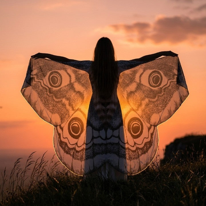 Cloak Moth Wing Design Lightweight Chiffon