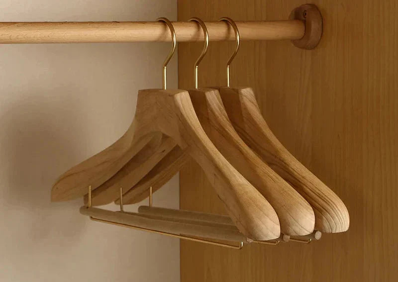 Clothes Hangers Camphor Wood Wide Shoulders Set of 2