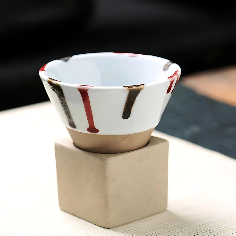 Coffee Cups Japanese Ceramic Set of 2 with Holder 3.4 Oz Capacity