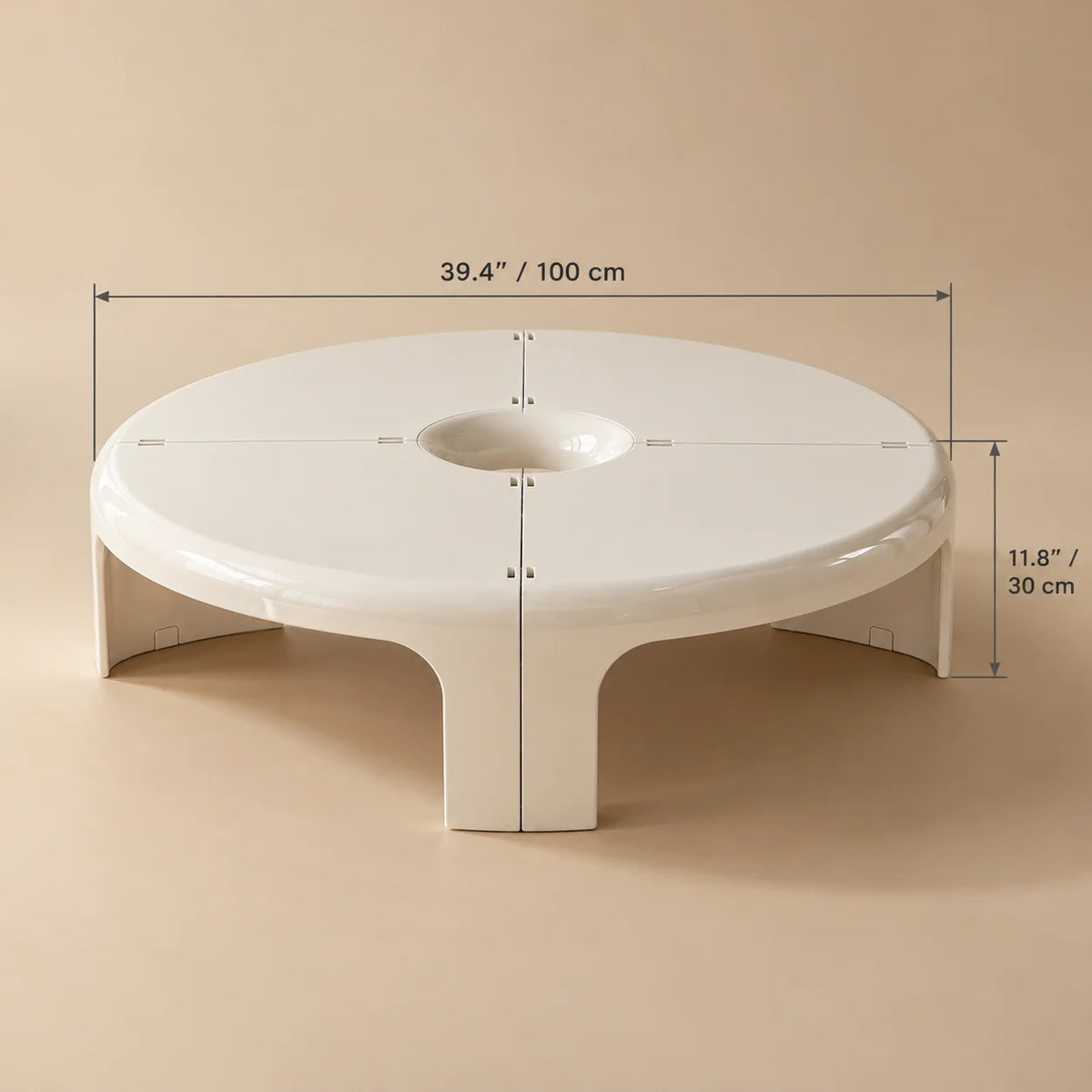 Coffee Table Modular Glossy 39.4-Inch Diameter