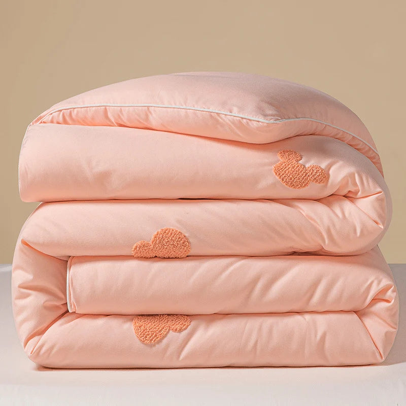 Comforter Reversible Chenille Heart Embroidery Machine Washable