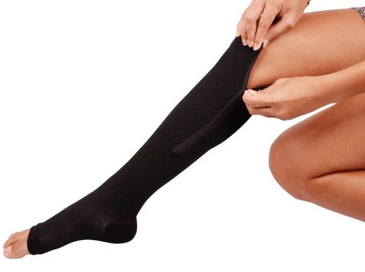 Compression Socks Graduated 20–30 mmHg Zip-Up Open-Toe