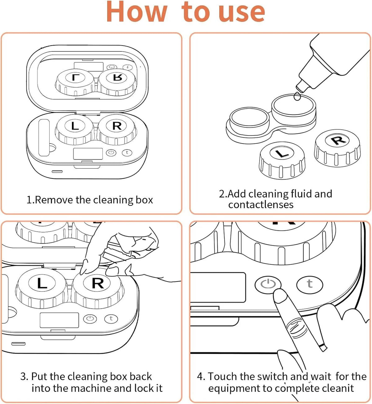 Contact Lens Cleaner Ultrasonic USB Rechargeable