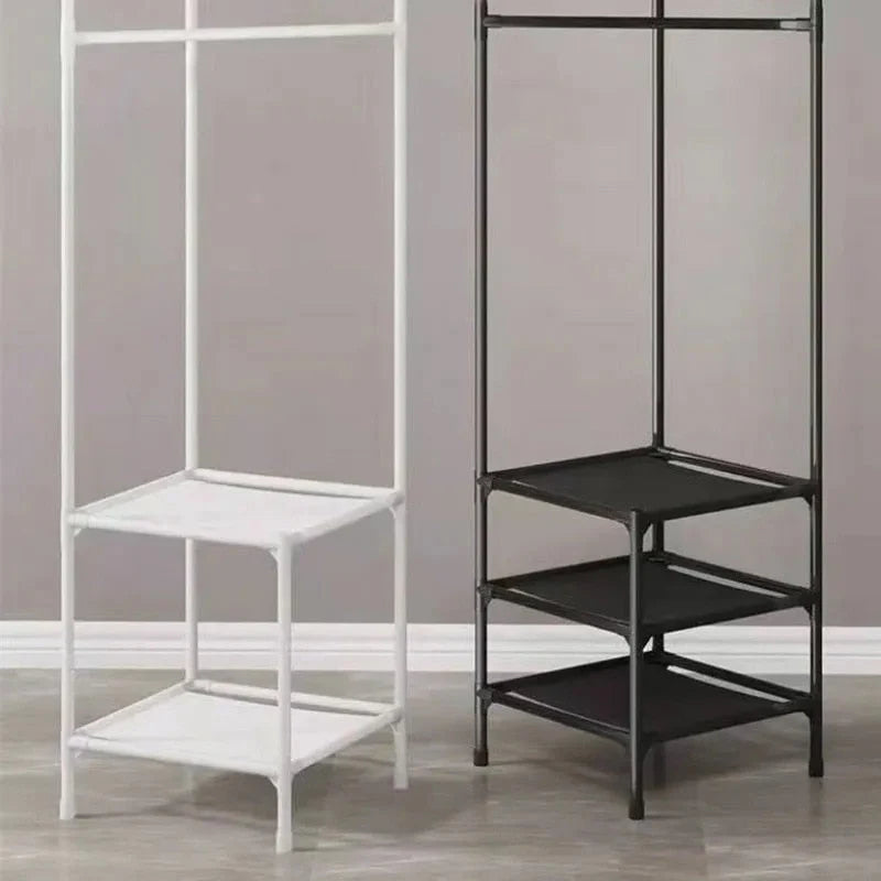 Corner Clothes Rack Steel Frame Space-Saving Design 2 or 3 Shelves