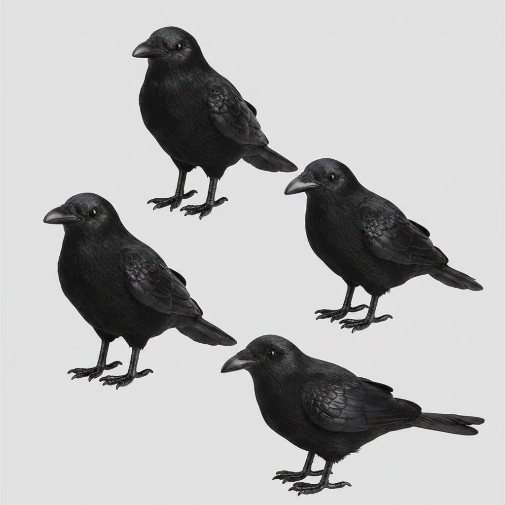 Crow Decoration Realistic Freestanding Faux Feathers