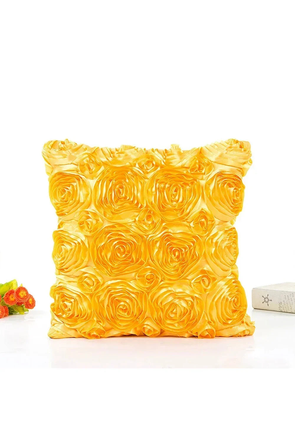 Cushion Cover 3D Rose Design Cotton Linen