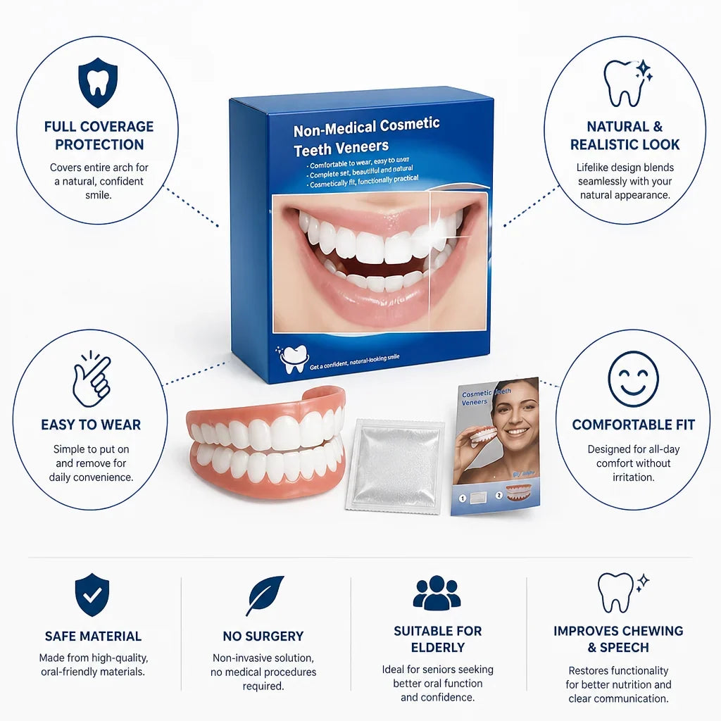 Denture Set Natural-Looking Upper & Lower 3-Piece
