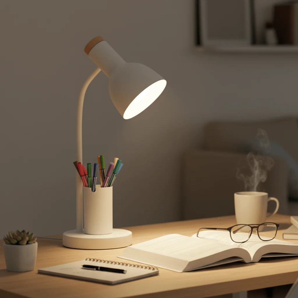 Desk Lamp LED Built-In Pen Holder Three-Color Lighting