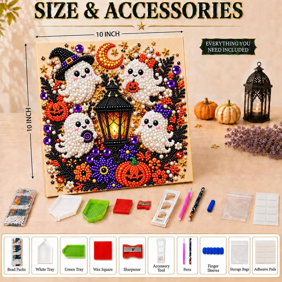 Diamond Art Kit Halloween Pearl Beads Numbered Canvas