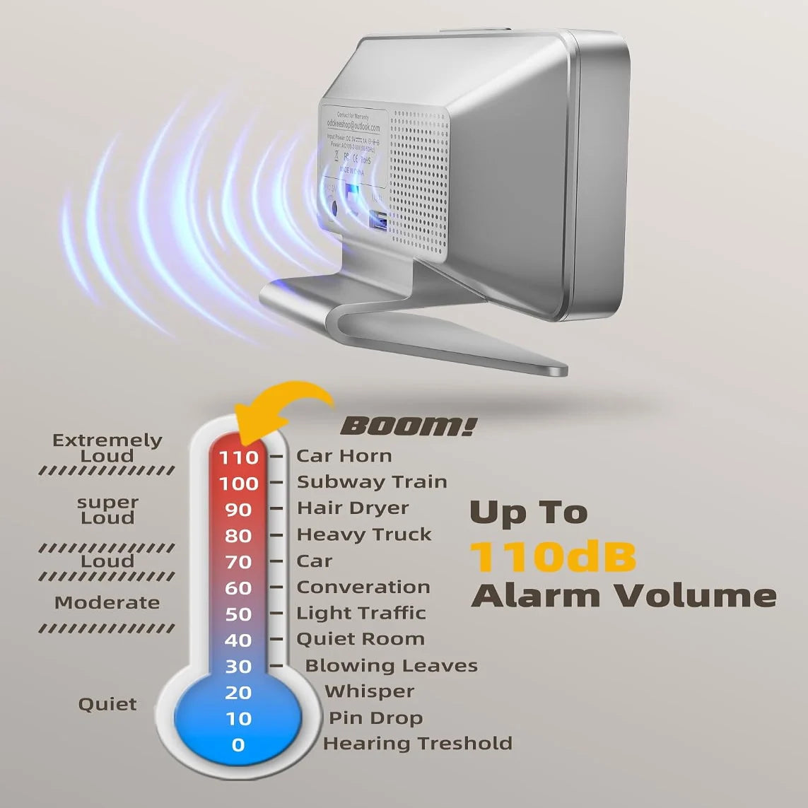 Digital Alarm Clock 2-Inch Display Battery Backup Phone Charging