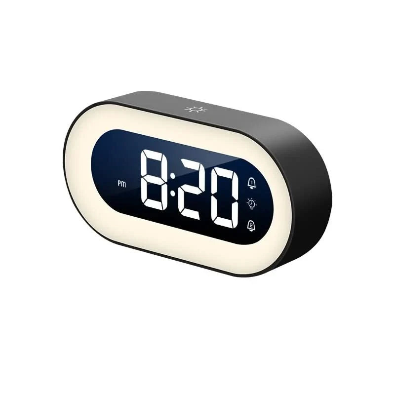 Digital Alarm Clock Dimmable Warm Night Light Rechargeable 15-Day Battery