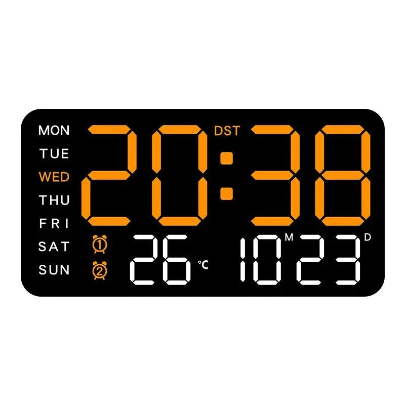 Digital Wall Clock Dual Alarm Date & Temperature Display