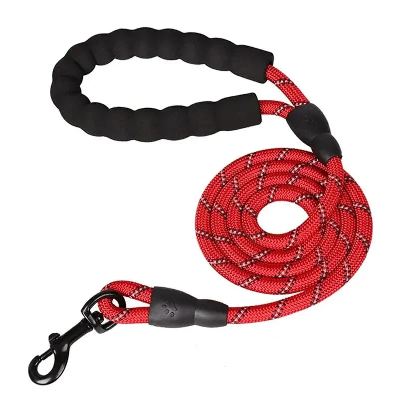 Dog Leash Reflective Stitching Padded Grip Double Rope Nylon