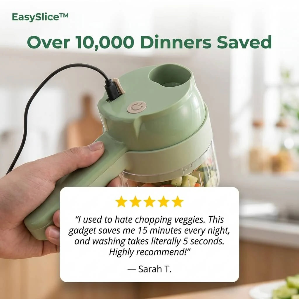 Electric Food Chopper Stainless Steel Blades USB-C Rechargeable