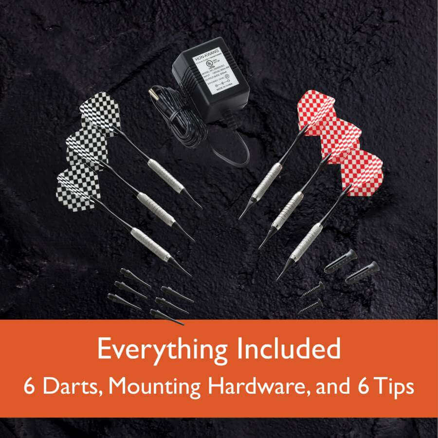 Electronic Dartboard Cabinet 13-Inch Built-In Dart Storage 28 Games