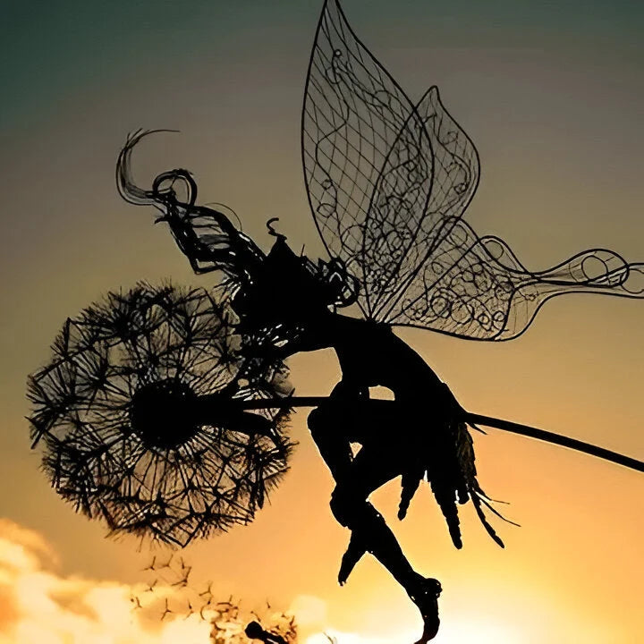 Fairy Garden Sculpture Powder-Coated Steel Weather-Resistant Indoor & Outdoor Decor