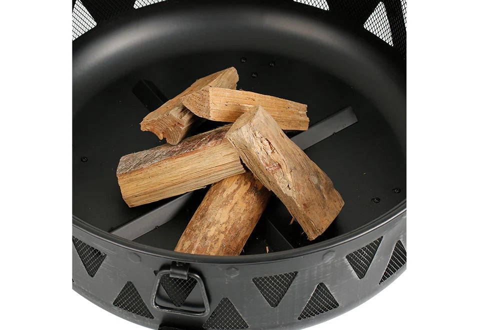 Fire Pit 30-Inch Steel Wood-Burning With Spark Screen