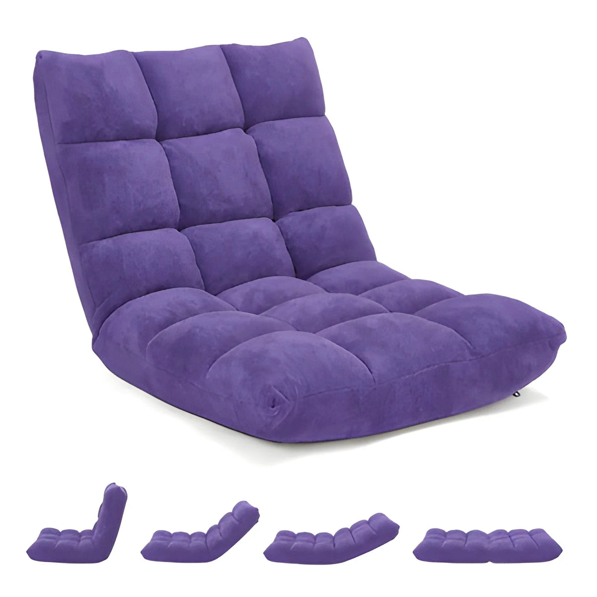 Floor Chair 14 Reclining Positions Foam Padding Fold-Flat Storage
