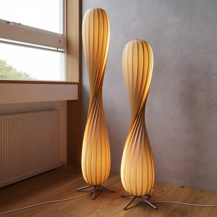 Floor Lamp Twisted Design Flicker-Free LED Chrome Finish