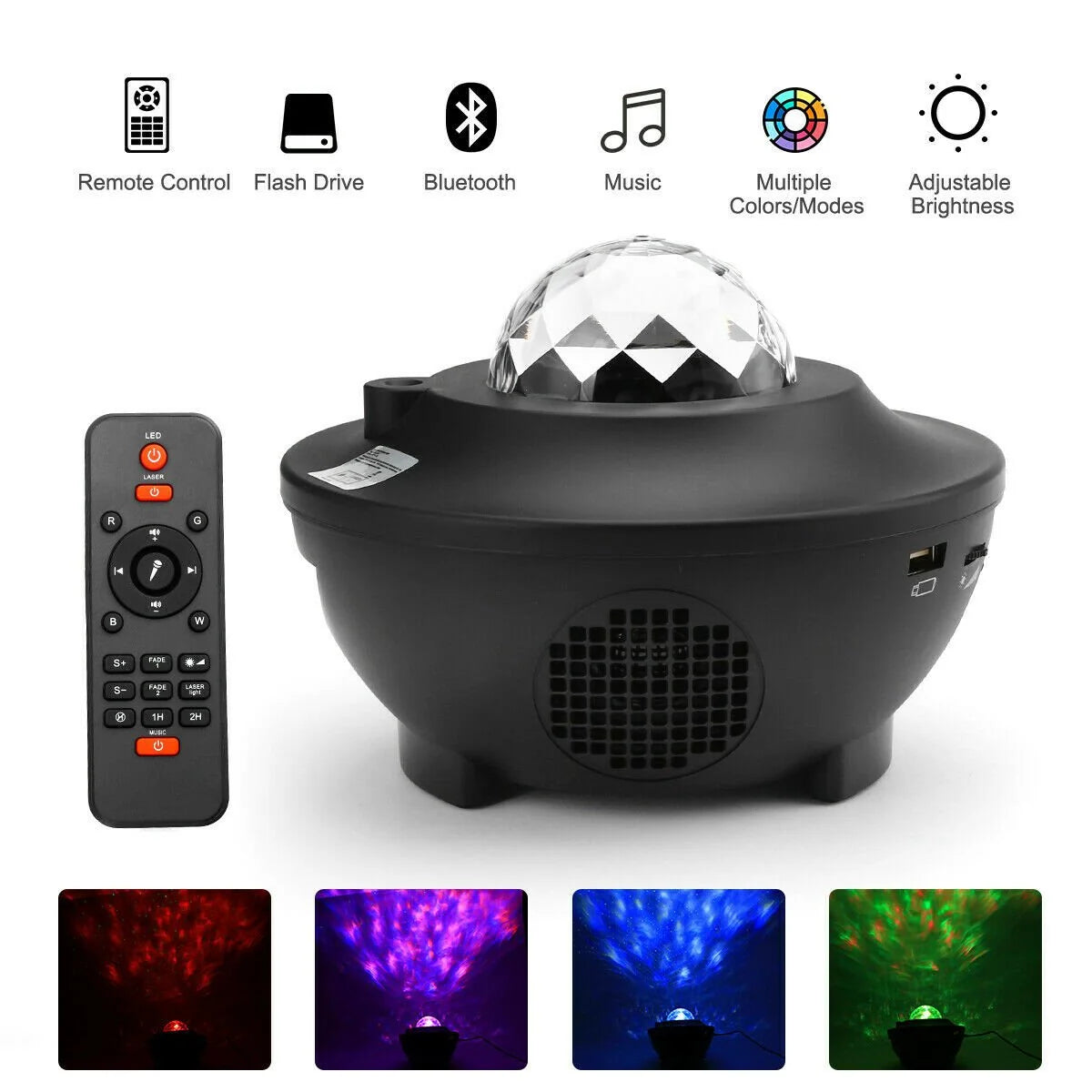Galaxy Projector Star & Nebula Effects Rechargeable Bluetooth Speaker